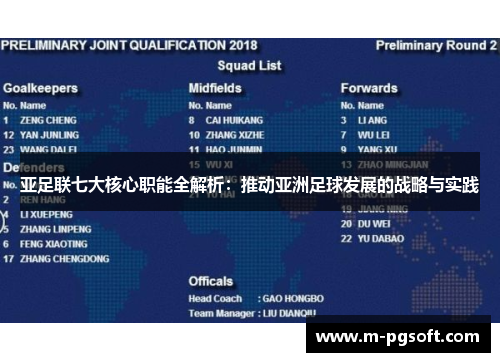 亚足联七大核心职能全解析：推动亚洲足球发展的战略与实践